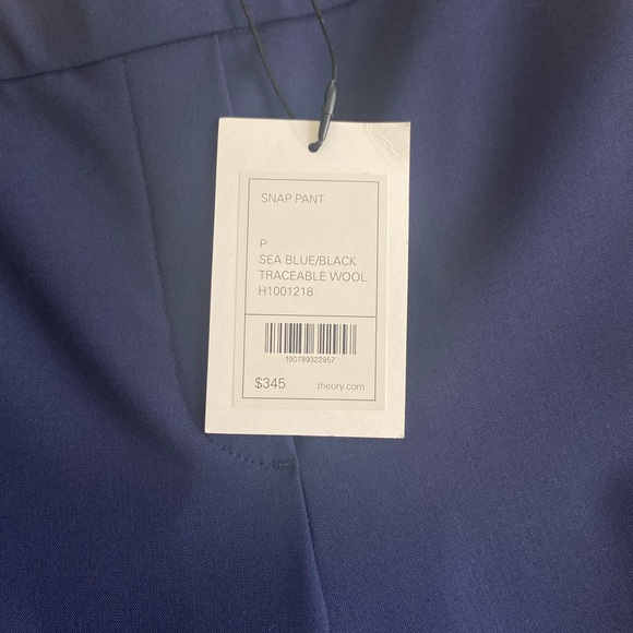 THEORY • blue and black stripe snap dress pull on pant nwt - Picture 15 of 16